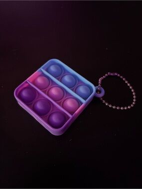 Mini Pop It Fidget Keychain Purple Pink Blue ombré Silicone Sensory Toy